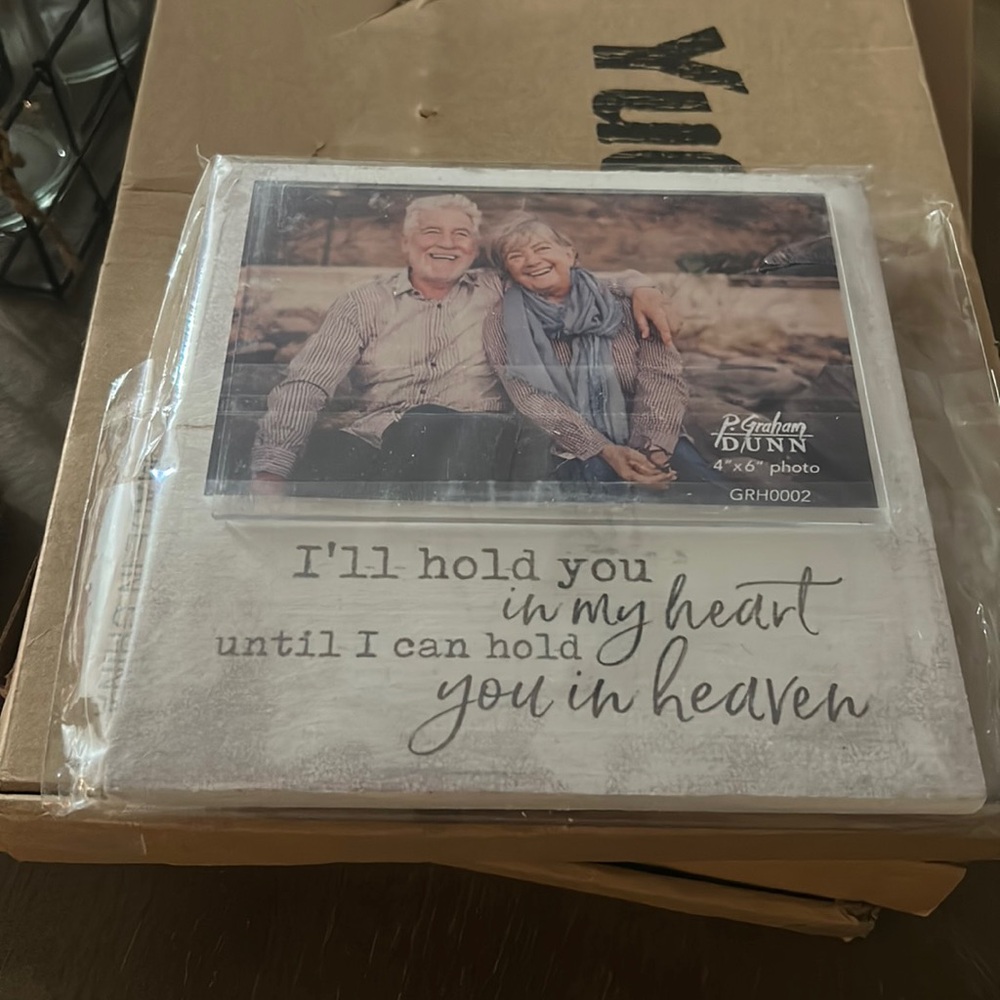 P. Graham Dunn Hold You in Heart Heaven & Wooden String Heart Memorial frame